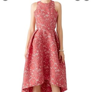 Monique Lhuillier Red Abstract Floral Dress